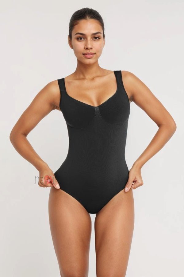 Diamond Neck Tummy Control Brief Bodysuit - Navvi.in