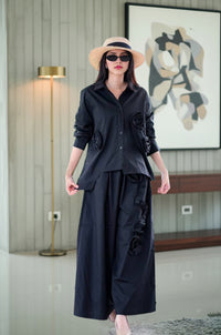 Elegant White 3D Floral Co-Ord Set