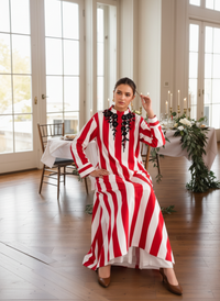 Red & White Striped Long Kurta