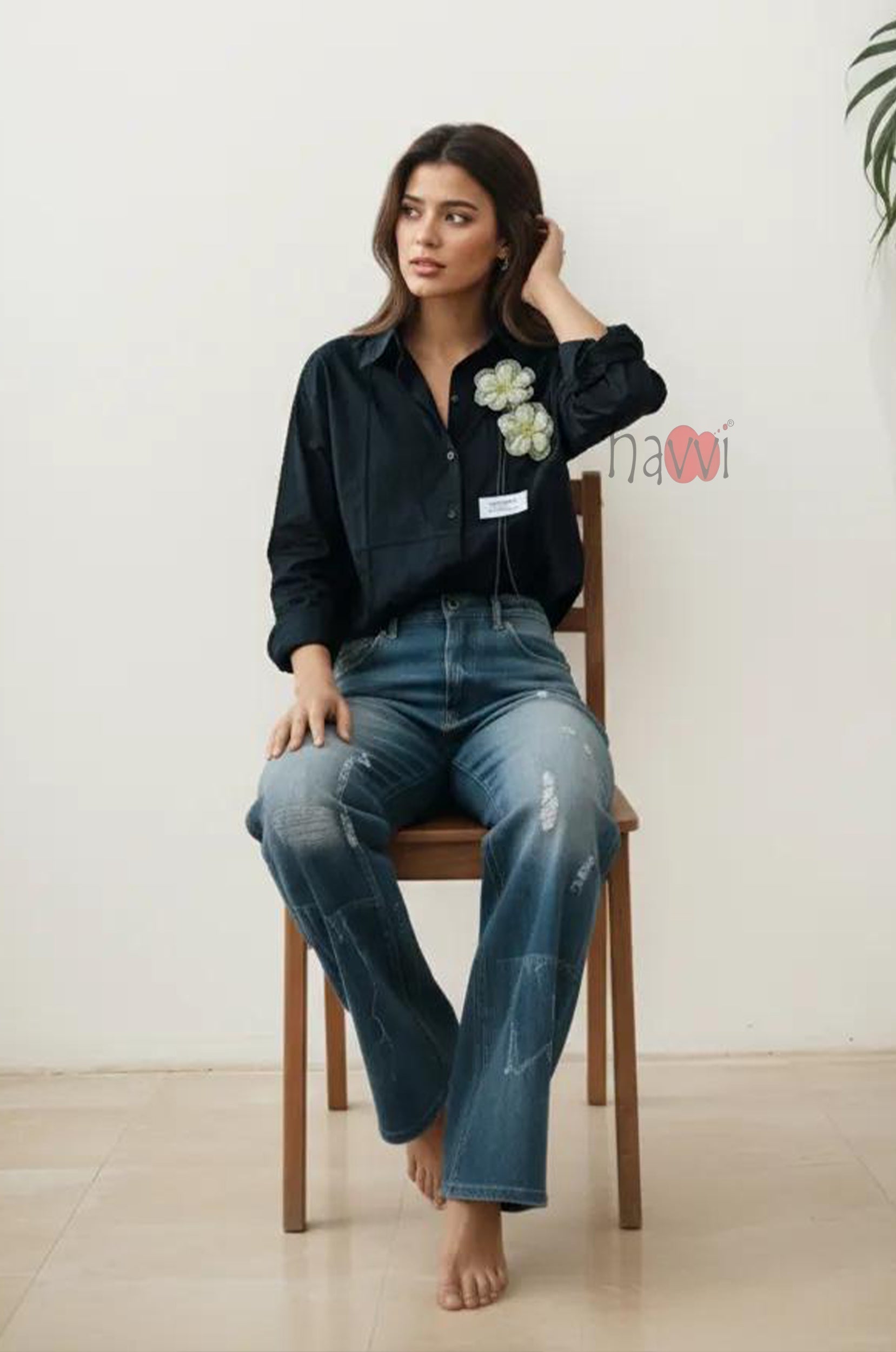 Midnight Bloom Luxe Shirt - Navvi.in