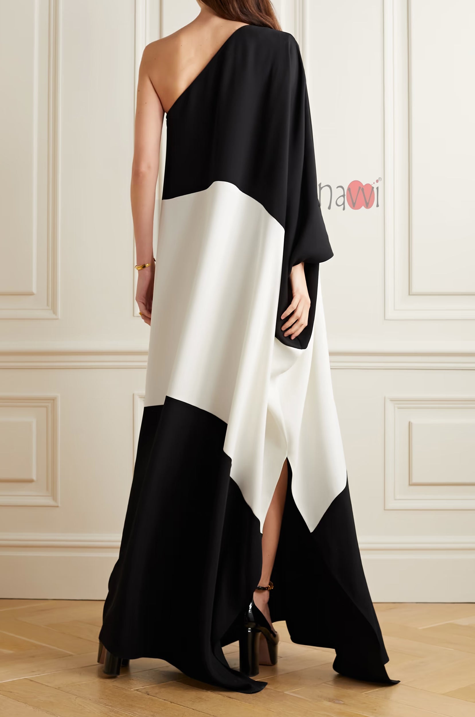 Black And White Off-Shoulder Dress