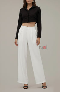 Elegant Pleated Wide Leg Pants - Navvi.in