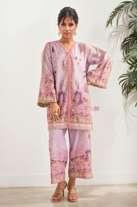 Pastel Lilac Mughal Art Print Tunic Set