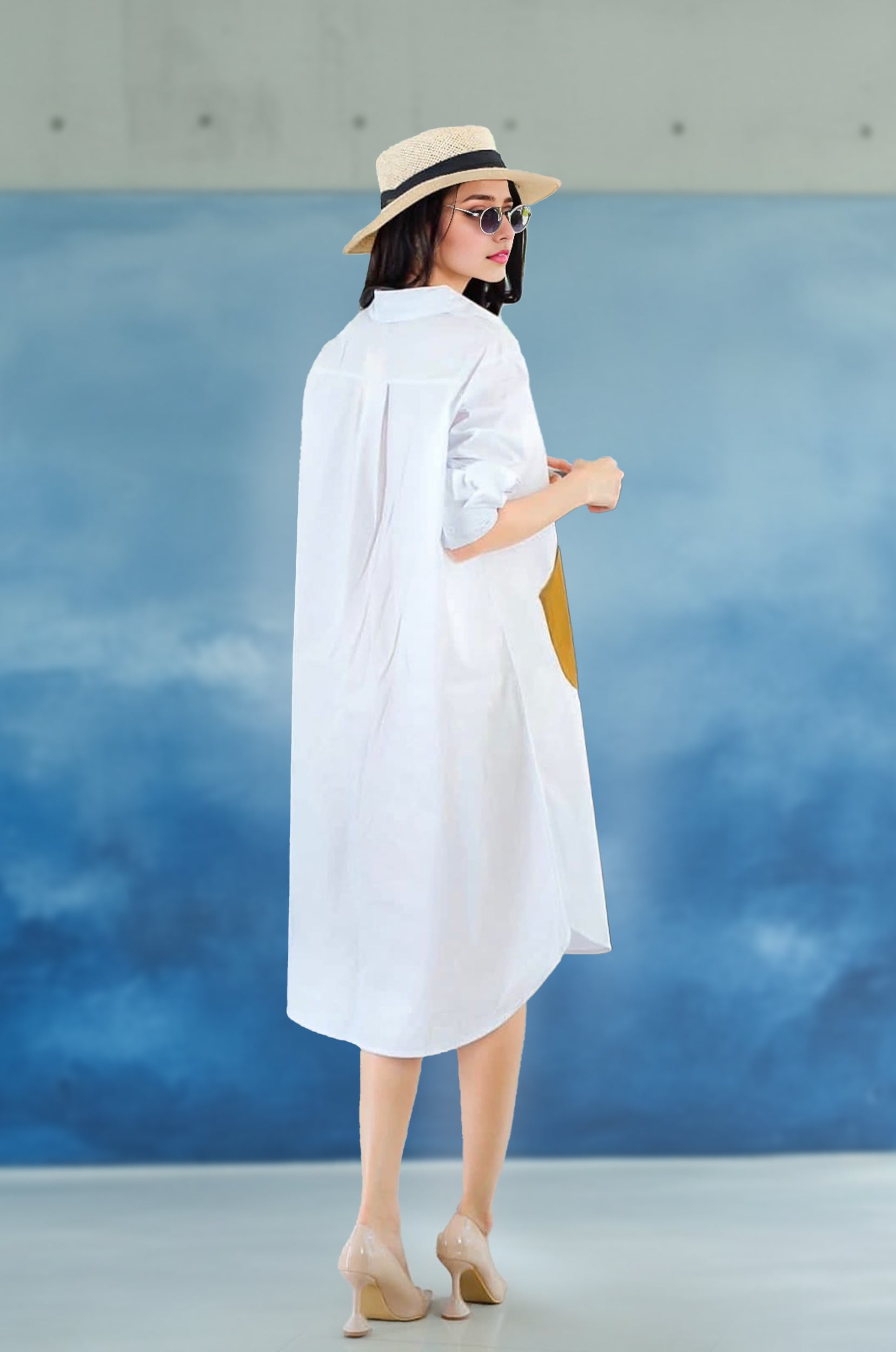 Resort Wear Wide-Fit Appliqued Shirt Dress