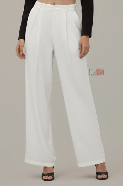 Elegant Pleated Wide Leg Pants - Navvi.in