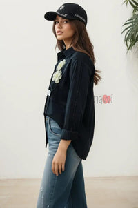 Midnight Bloom Luxe Shirt - Navvi.in