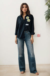 Midnight Bloom Luxe Shirt - Navvi.in