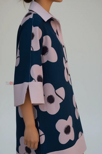 Midnight Bloom Contrast Shirt Dress