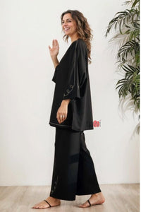 Elegant Black Embroidered Co - Ord Set - Navvi.in