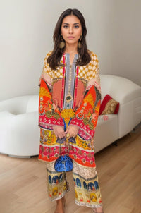 Elegant Festive Kurta Set – Artistic Print and Bold Colors - Navvi.in