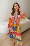 Elegant Festive Kurta Set – Artistic Print and Bold Colors - Navvi.in
