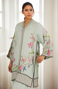 Elegant Pastel Green Floral Coord Set - Navvi.in