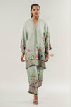 Elegant Pastel Green Floral Coord Set - Navvi.in