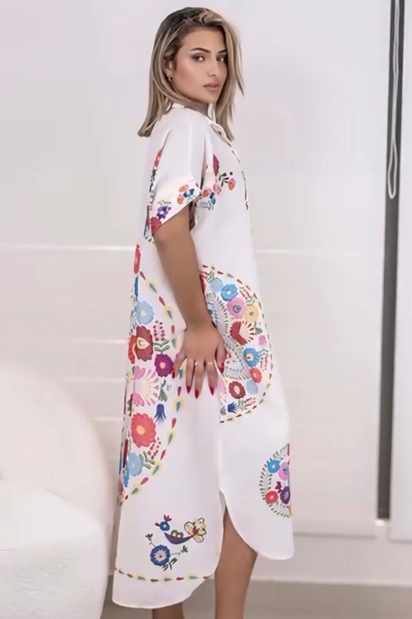 Elegant Printed Oversized Shirt Dress - Navvi.in