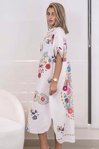 Elegant Printed Oversized Shirt Dress - Navvi.in