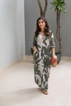 Emerald Floral Shirt Style Dress - Navvi.in