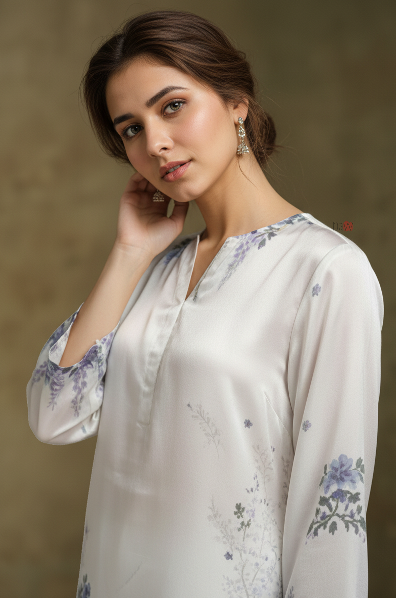 Ivory Blue Floral Kurta Co-Ord Set