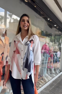 Fashion Graphic Print Button - Down Shirt - Navvi.in
