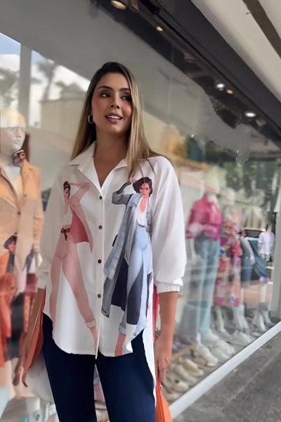 Fashion Graphic Print Button - Down Shirt - Navvi.in