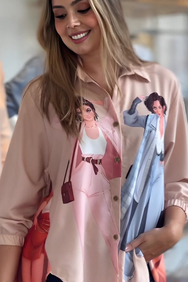 Fashion Graphic Print Button - Down Shirt - Navvi.in
