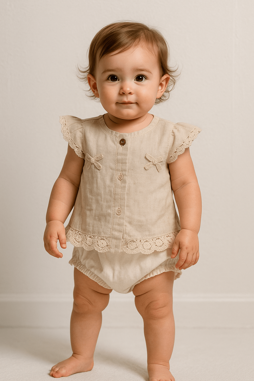 Fawn Summer Dress with Bows - Navvi.in
