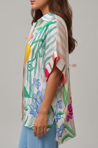 Painterly Floral Oversized Shirt Dress-Relaxed Chic Fit