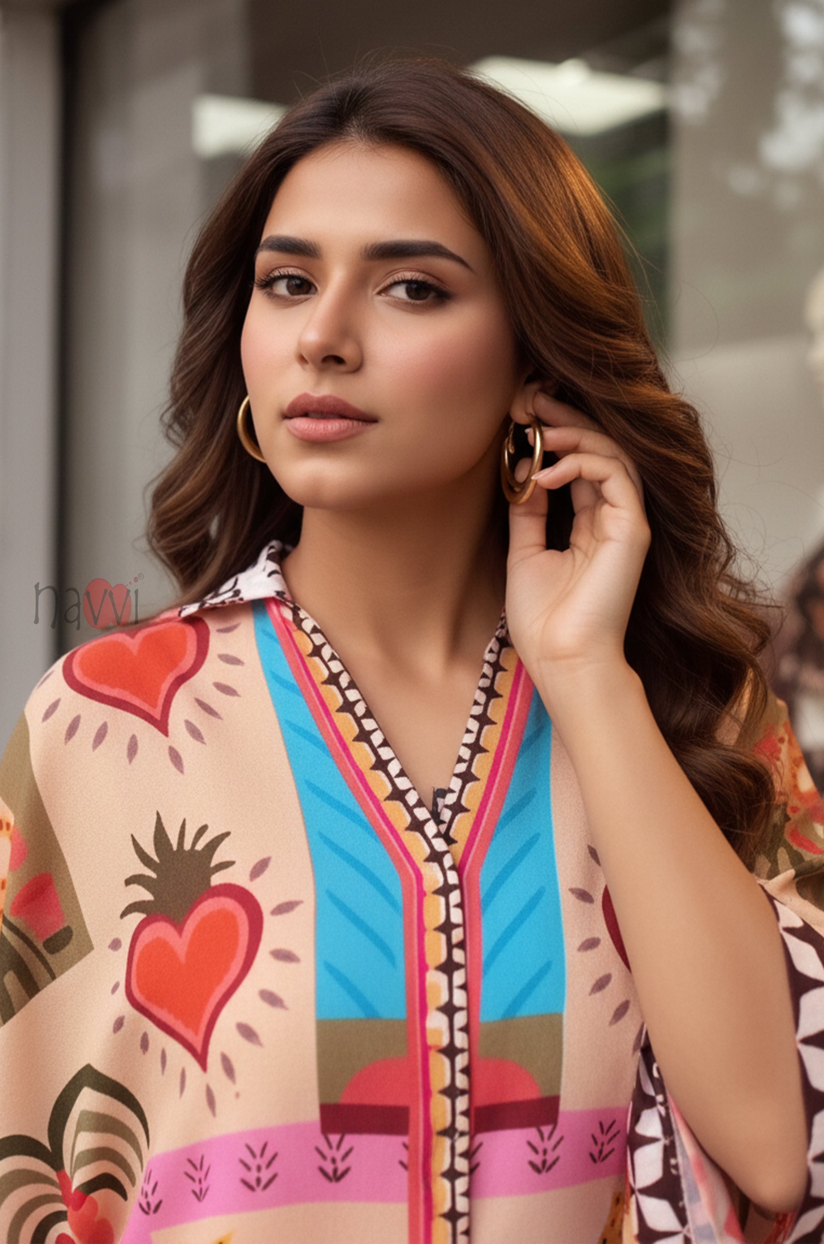 Boho Pop Print Cape Top