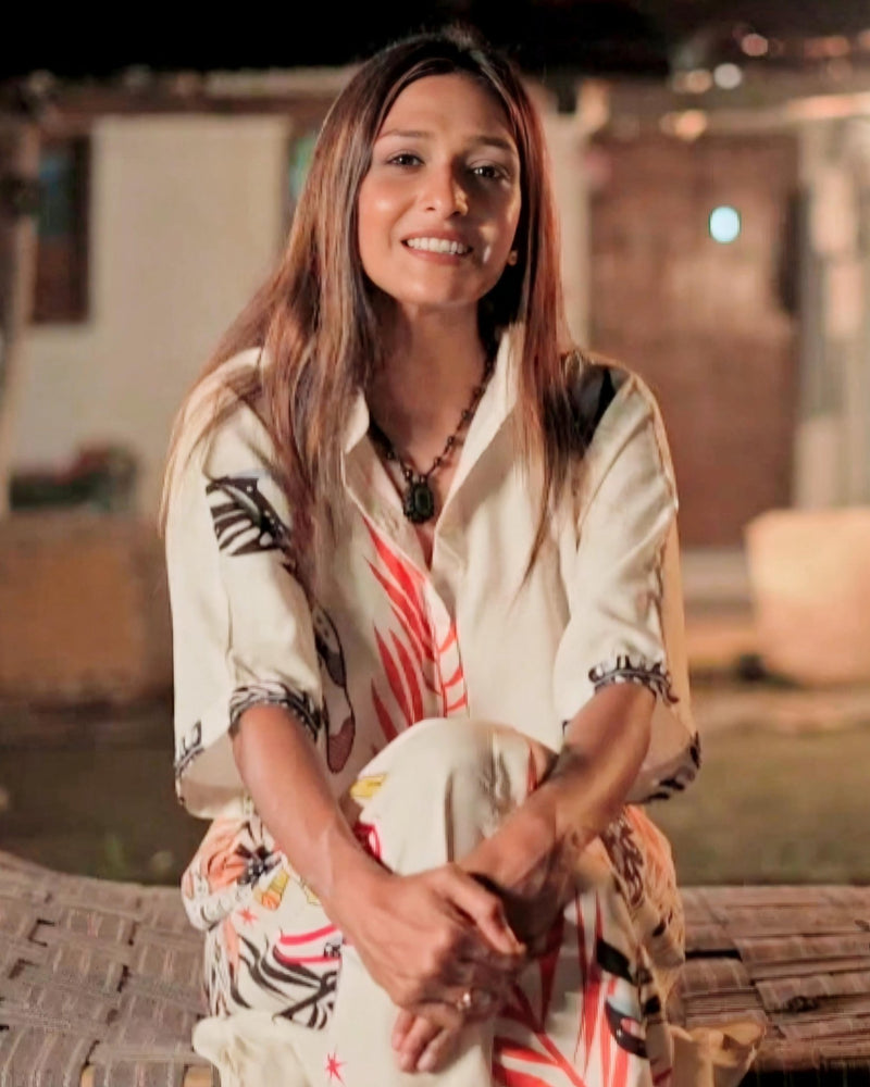 Flamingo Print Shirt Dress - Navvi.in