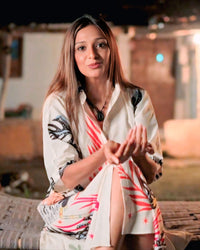 Flamingo Print Shirt Dress - Navvi.in