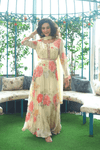 Floral Anarkali With Embroidered Belt and Dupatta - Navvi.in