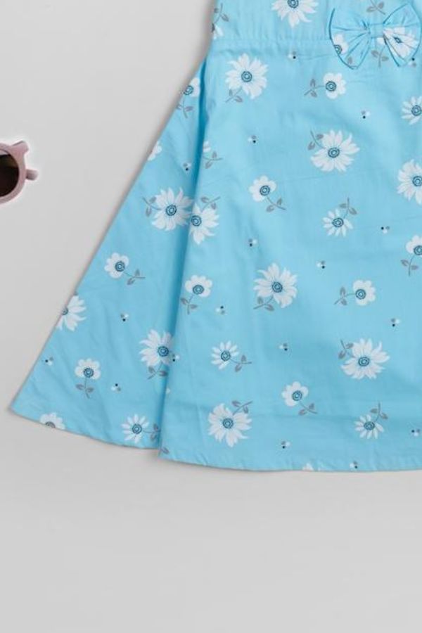 Floral Blue Summer Dress - Navvi.in