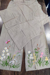 Floral Embroidery Cotton Co - Ord Set - Navvi.in