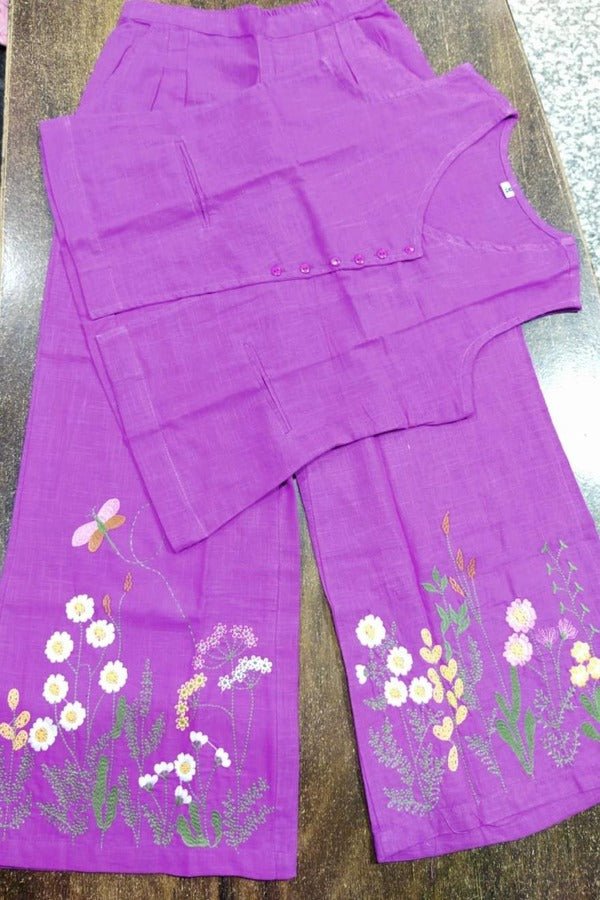 Floral Embroidery Cotton Co - Ord Set - Navvi.in
