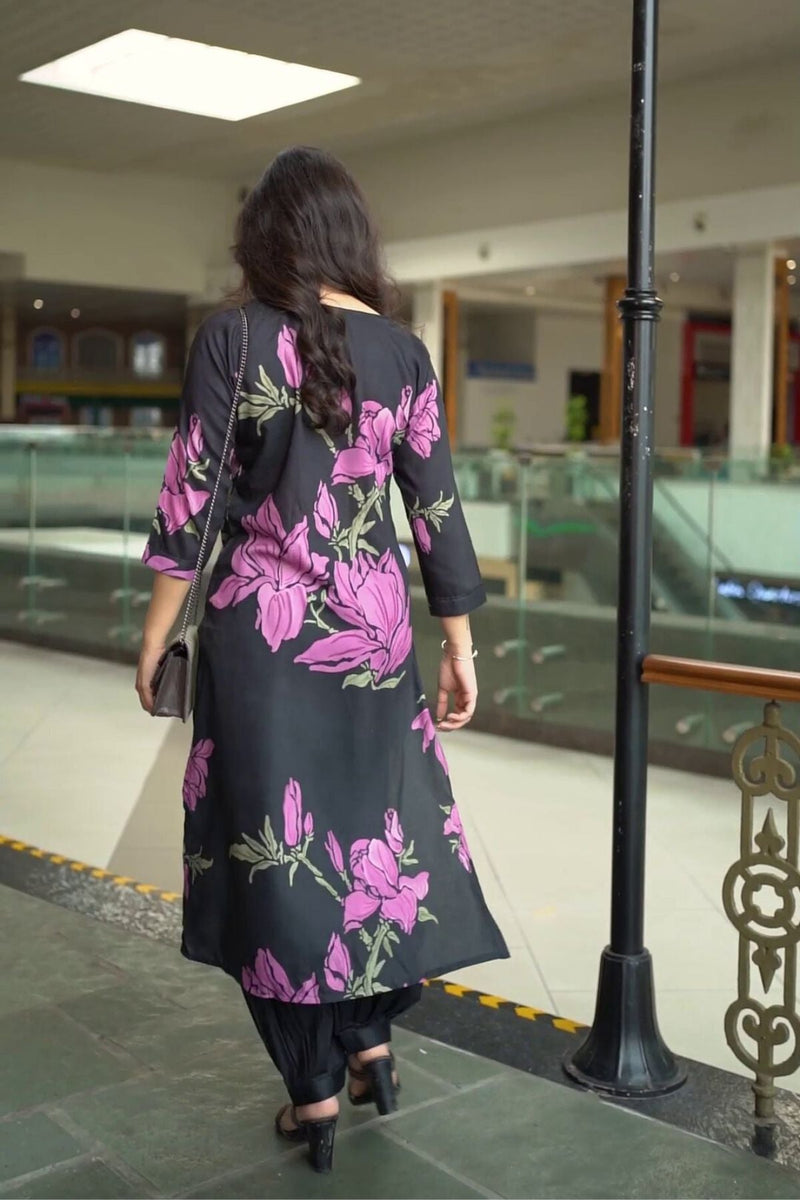 Floral Kurta with Patiala Pants - Navvi.in