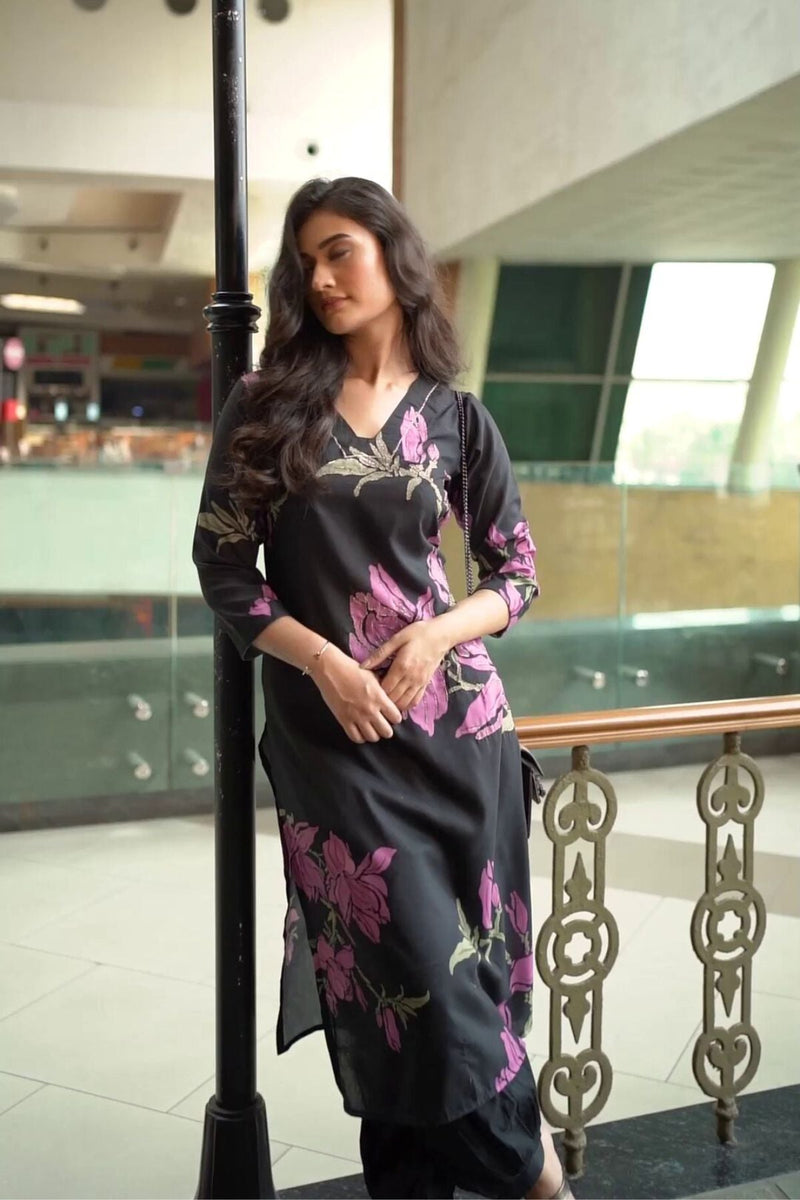 Floral Kurta with Patiala Pants - Navvi.in