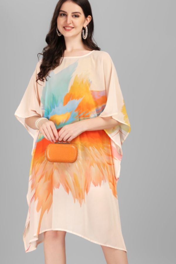 Floral Print Kaftan Dress - Navvi.in
