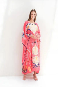 Floral Printed Long Kaftan - Navvi.in