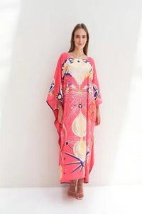 Floral Printed Long Kaftan - Navvi.in