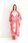 Floral Printed Long Kaftan - Navvi.in