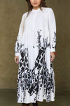 Flowy Monochrome Tiered Long Shirt Dress - Navvi.in