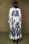 Flowy Monochrome Tiered Long Shirt Dress - Navvi.in
