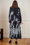 Flowy Monochrome Tiered Long Shirt Dress - Navvi.in
