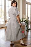 Front - Button Pleated Shirt Dress - Navvi.in