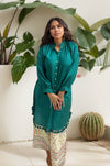 Vibrant Teal Co-ord Set with Statement Printed Bottoms