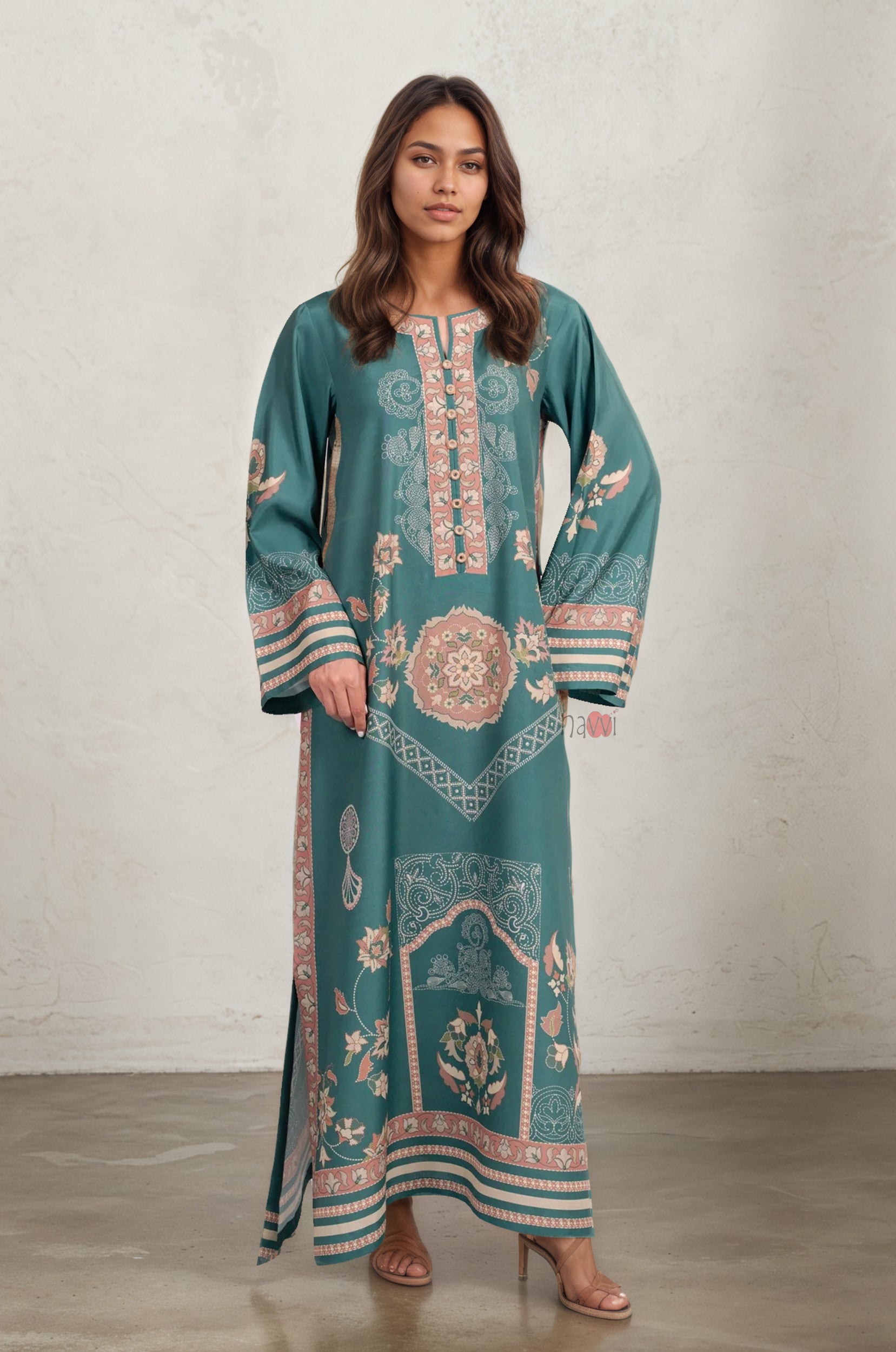 Festive Glam Teal Kurta Dress