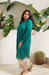 Vibrant Teal Co-ord Set with Statement Printed Bottoms