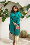 Vibrant Teal Co-ord Set with Statement Printed Bottoms