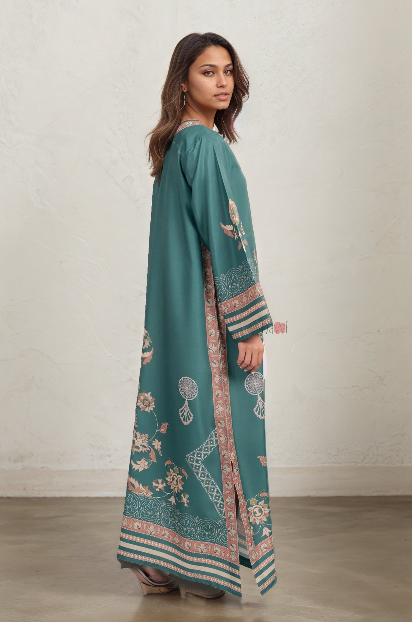 Festive Glam Teal Kurta Dress
