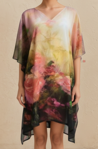 Abstract Watercolor Ombre Kaftan Dress for Women