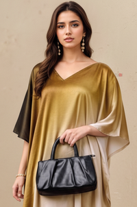 Golden Ombre Satin Kaftan Maxi Dress